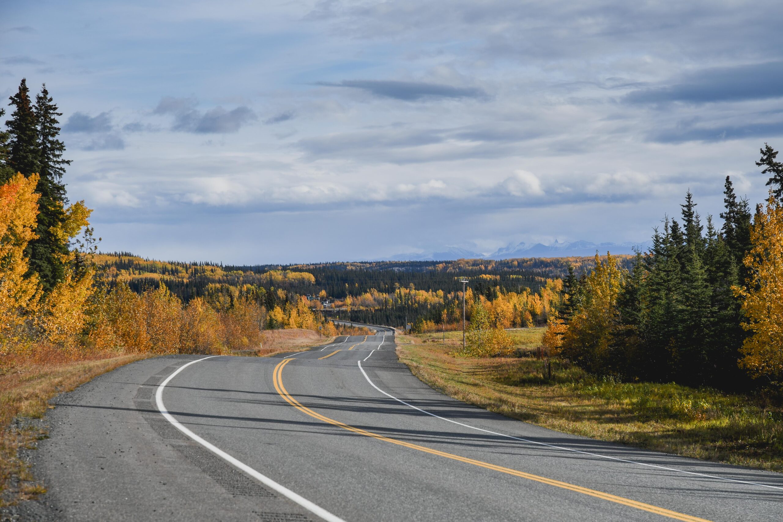 Fall windy rodad in Alaska